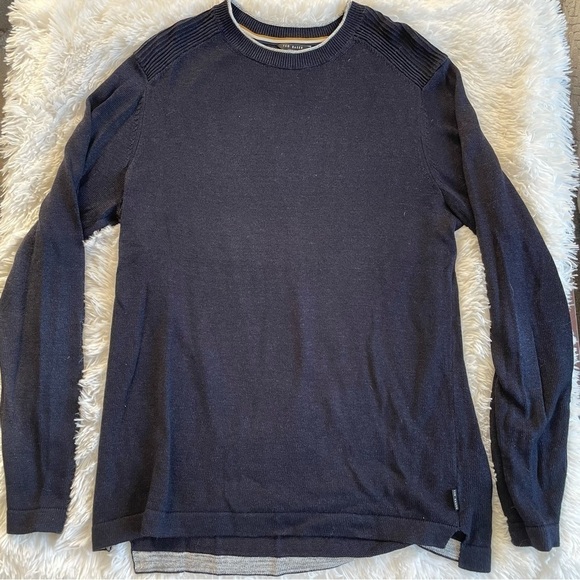 Ted Baker | Men’s Inzone Crewneck Linen Blend Navy Blue Pullover Sweater - Picture 2 of 11